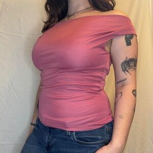 Vintage Pink Off the Shoulder Top